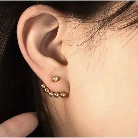 "Isadora" Bohemian Gold Beaded Hippie Stud Earrings | Free-Spirited Style - Picture 2 of 3